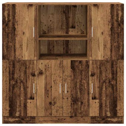 Комплект кухненски шкафове 3 части старо дърво инженерно дърво