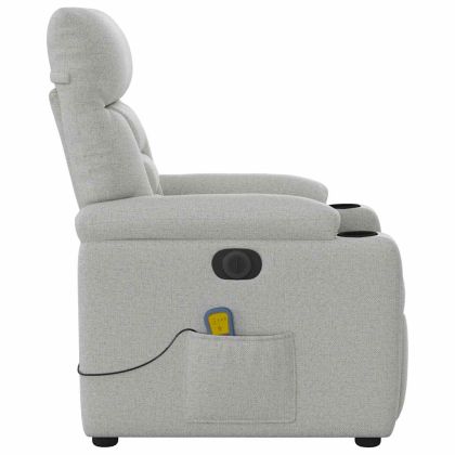 Електрически масажен реклайнер стол, облачно сив, текстил