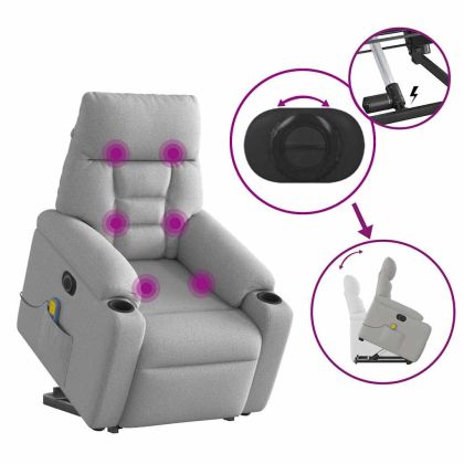 Електрически изправящ масажен реклайнер стол облачносив текстил