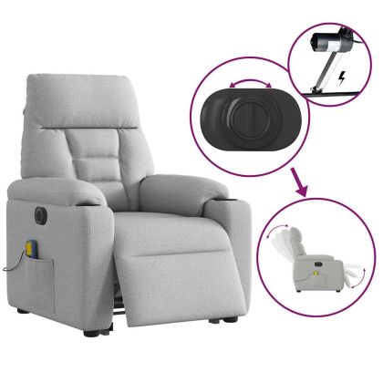 Електрически изправящ масажен реклайнер стол облачносив текстил