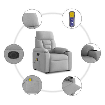 Електрически изправящ масажен реклайнер стол облачносив текстил