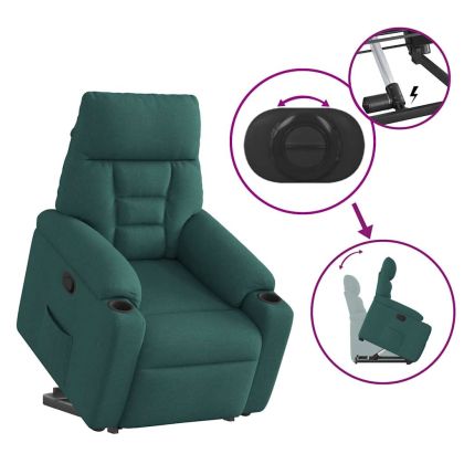 Изправящ реклайнер стол, тъмнозелен, текстил