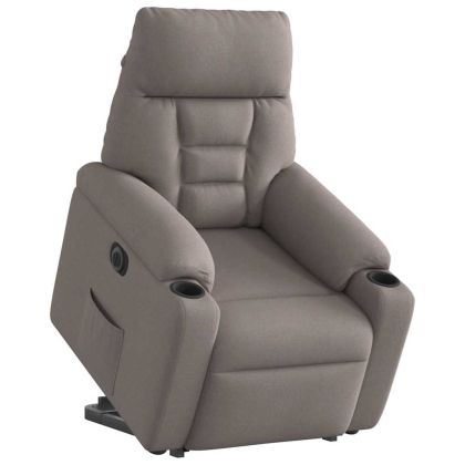 Електрически изправящ реклайнер стол, таупе, текстил