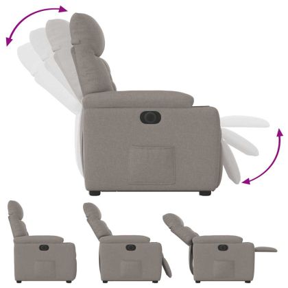 Електрически изправящ реклайнер стол, таупе, текстил