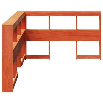 Табла за книги с L-образна, восъчнокафява, 120 см, дърво бор