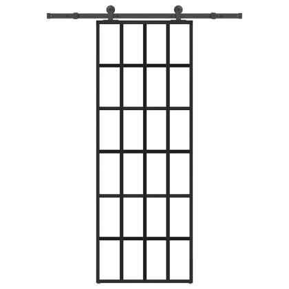 Плъзгаща се врата с обков 76x205 см ESG стъкло и алуминий