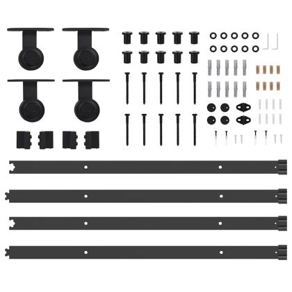 Комплект механизъм за плъзгаща врата, 213,5 см, стомана, черен