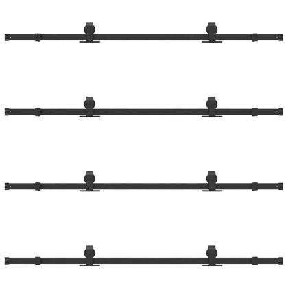 Комплект механизъм за плъзгаща врата, 366 см, стомана, черен