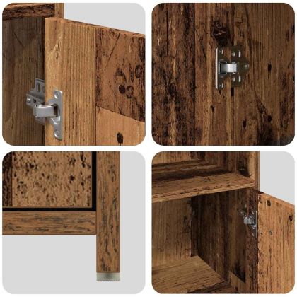 Комплект мебели за баня от 4 части старо дърво инженерно дърво