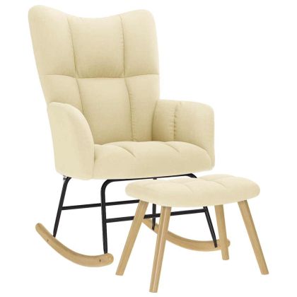 Люлеещ се стол с табуретка за крака, син, плат