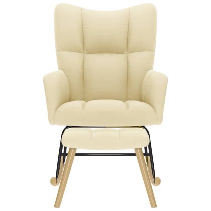 Люлеещ се стол с табуретка за крака, син, плат