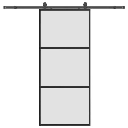 Плъзгаща се врата с комплект обков Черно 90x205 cm