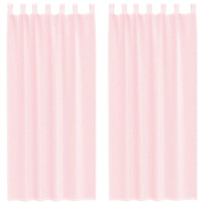 Пердета от воал с прът джобове, 2 бр, светлорозово