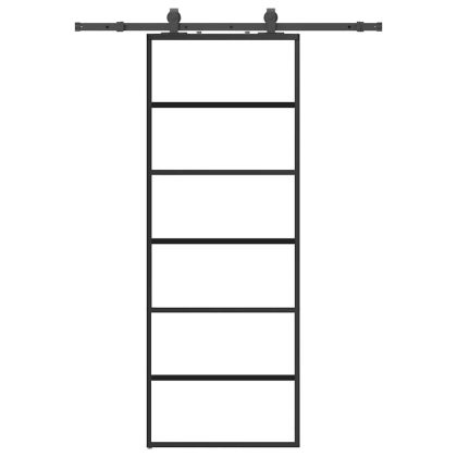 Плъзгаща се врата с обков черна 76x205 см ESG стъкло