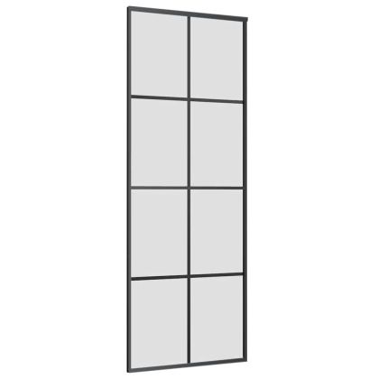 Плъзгаща се врата с обков черна 76x205 см ESG стъкло