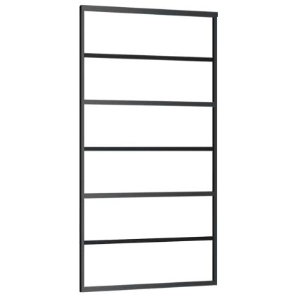 Плъзгаща се врата с механизъм черна 102x205 см ESG стъкло