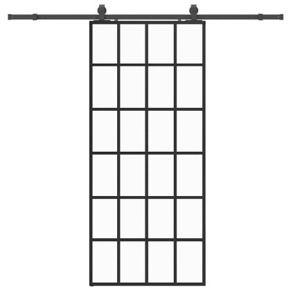 Плъзгаща се врата с обков черна 90x205 см ESG стъкло