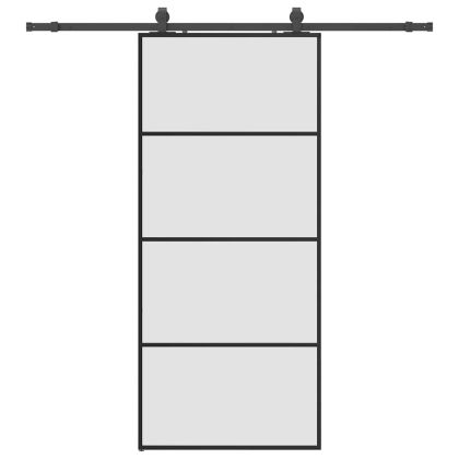 Плъзгаща се врата с обков черна 90x205 см ESG стъкло