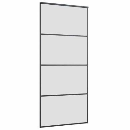 Плъзгаща се врата с обков черна 90x205 см ESG стъкло