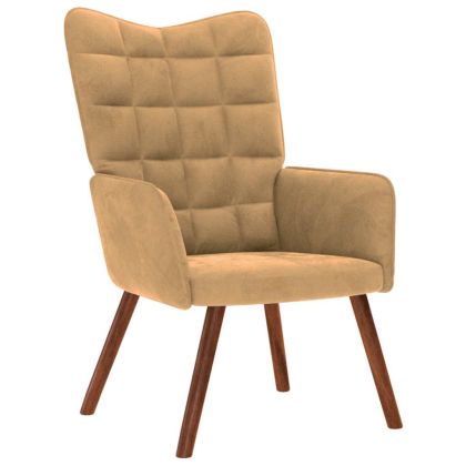 Релакс стол, кафяв, кадифе