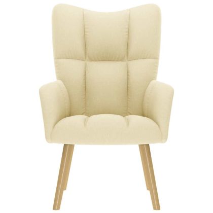 Релакс стол, кремав, текстил