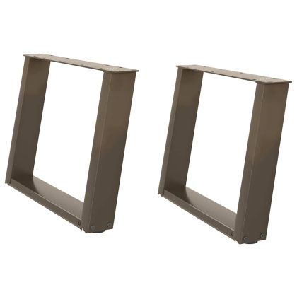 Крака за масичка за кафе, U-образни, 2 бр., естествена стомана, 60 x (42-43) см, стомана