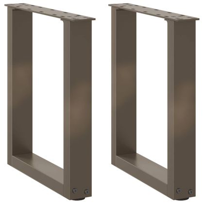 Крака за масичка за кафе, U-образни, 2 бр., естествена стомана, 38 x (42-43) см, стомана