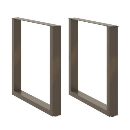 Крака за трапезна маса, U-образни, 2 бр., естествена стомана, 90 x (72-73) см, стомана