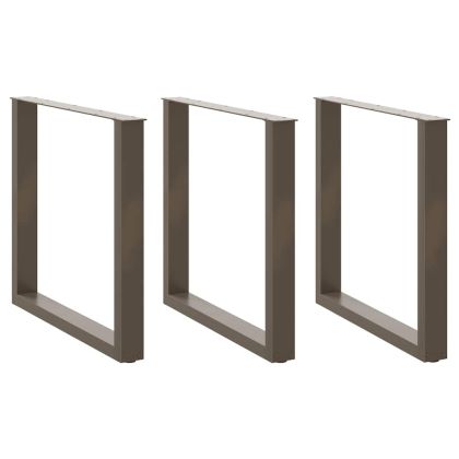 Крака за трапезна маса, U-образни, 3 бр., естествена стомана, 80 x (72-73) см, стомана