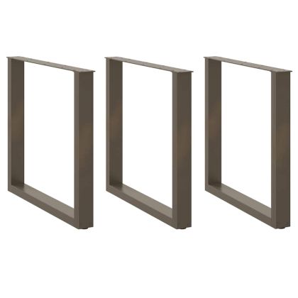 Крака за трапезна маса, U-образни, 3 бр., естествена стомана, 90 x (72-73) см, стомана