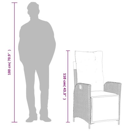 Градински трапезен комплект възглавници 9 части черен полиратан