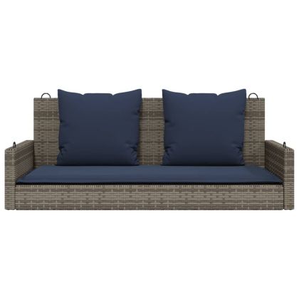 Люлка с възглавници, сива, 119x56x48 см, полиратан