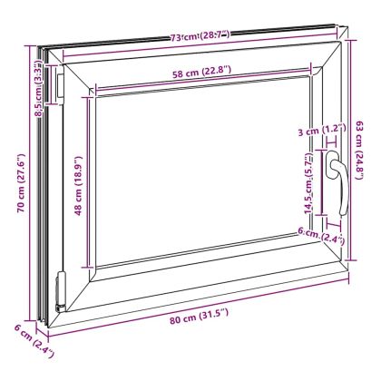 Прозорец за мазе "RISOR" 80x70 см, накланящ се и завъртащ се, DIN ляв, бял