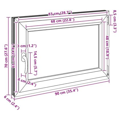 Прозорец за мазе "RISOR" 90x70 см Отварящо-отваряем DIN десен антрацит