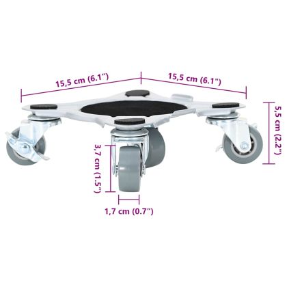 Мебелни колелца 4 бр. с повдигач 15,5x15,5x5,5 см, стомана 1000 кг
