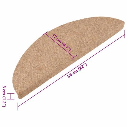 Самозалепващи стелки за стълби, 15 бр, 56x17x3 см, бежови