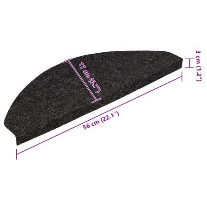 Самозалепващи стелки за стълби, 15 бр, 56x17x3 см, черни