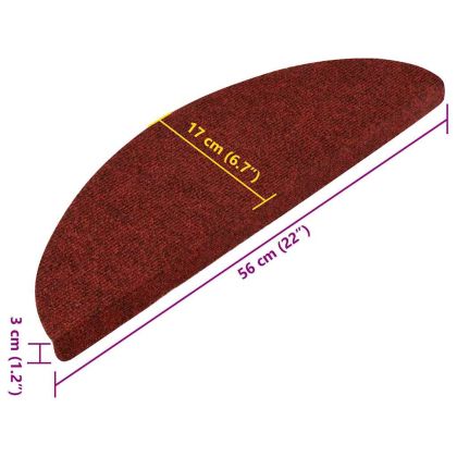 Самозалепващи стелки за стълби, 15 бр, 56x17x3 см, червени