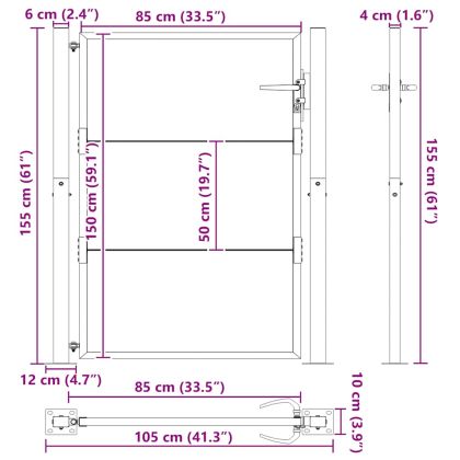 Градинска порта 100x150 см, кортенова стомана