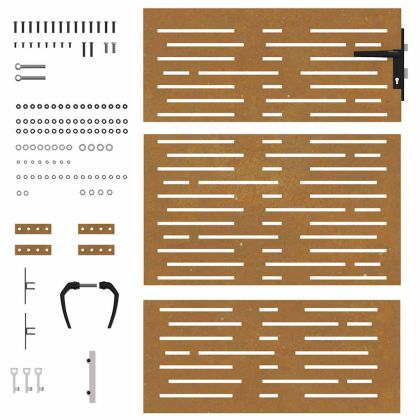 Градинска порта 85x150 см, кортенова стомана, квадратен дизайн