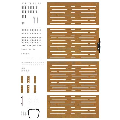 Градинска порта 85x175 см, кортенова стомана, квадратен дизайн