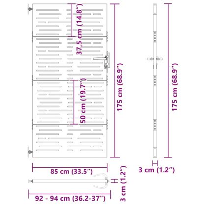 Градинска порта 85x175 см, кортенова стомана, квадратен дизайн