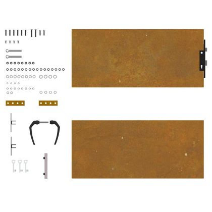 Градинска порта 85x125 см, кортенова стомана, квадратен дизайн