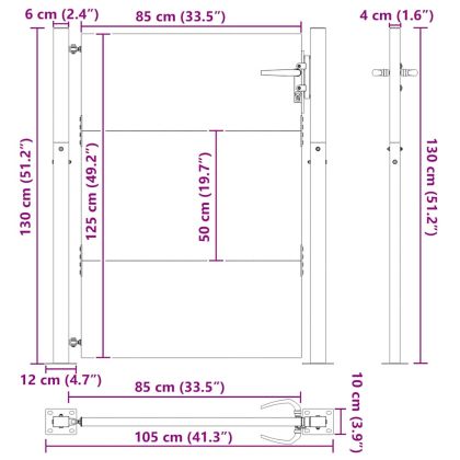 Градинска порта 100x125 см, кортенова стомана