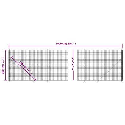Плетена оградна мрежа с фланец, антрацит, 1,8x10 м