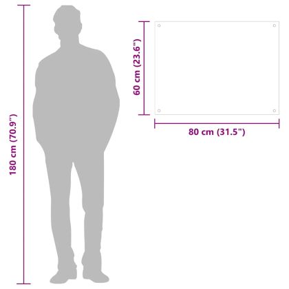 Кухненски гръб, бял, 80x60 см, закалено стъкло