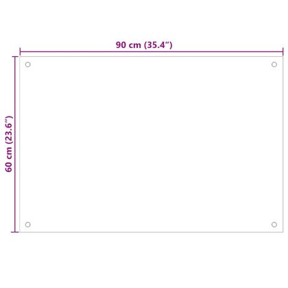 Кухненски гръб, бял, 90x60 см, закалено стъкло