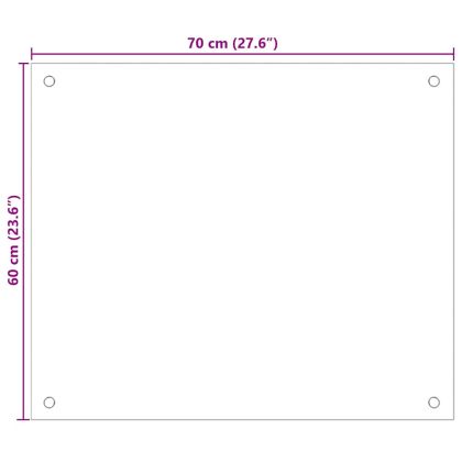 Кухненски гръб, черен, 70x60 см, закалено стъкло