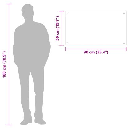 Кухненски гръб, черен, 90x50 см, закалено стъкло