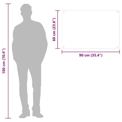 Кухненски гръб, черен, 90x60 см, закалено стъкло